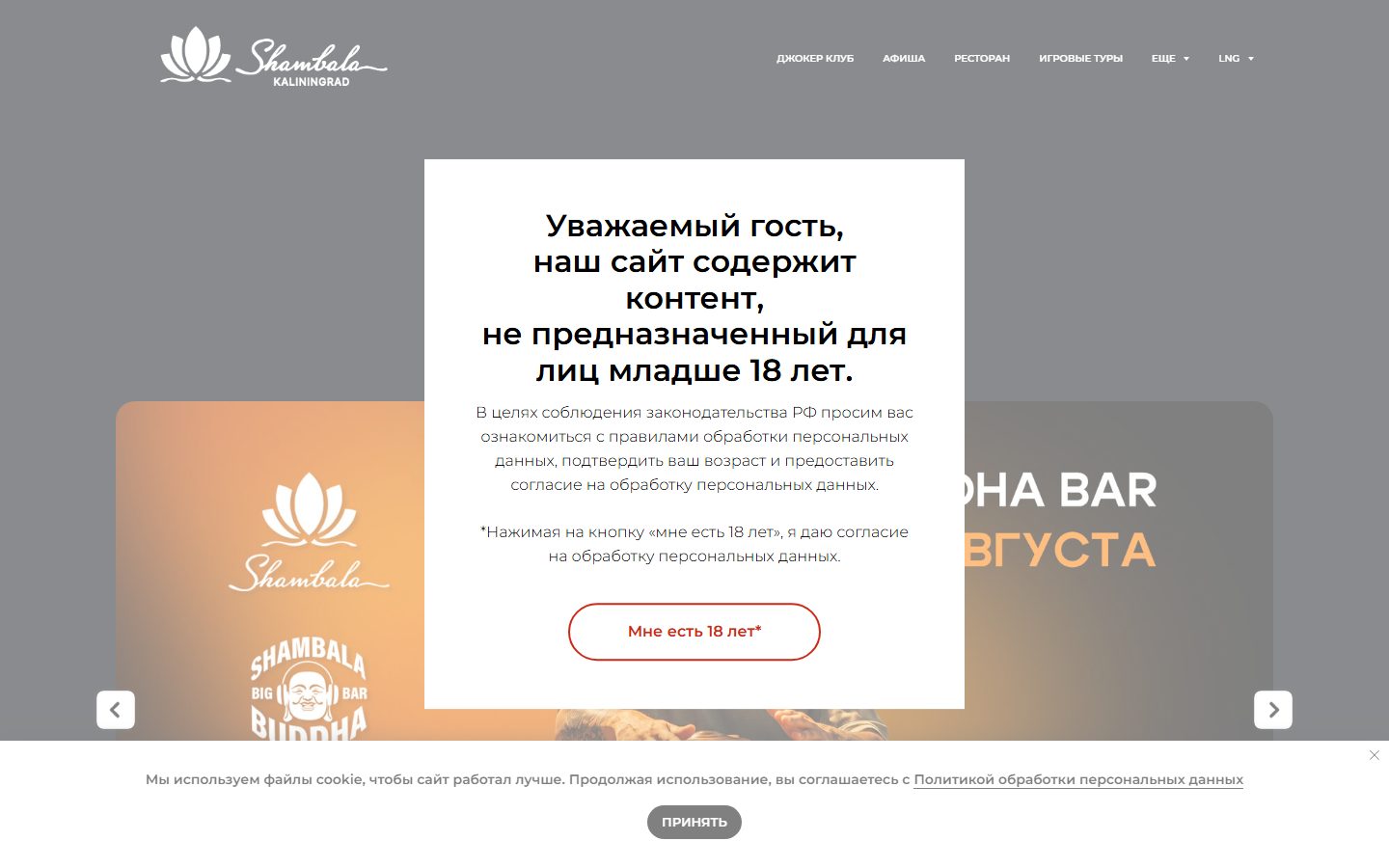 Интерфейс проекта Shambala Games